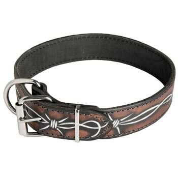 English Pointer Collar Leather Handmade Painted in Barbed Wire for Walking Dog
