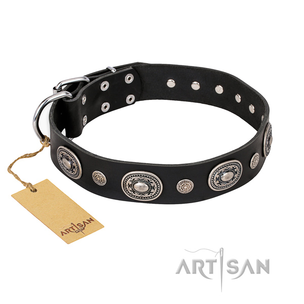 Best quality full grain leather collar handcrafted for your four-legged friend