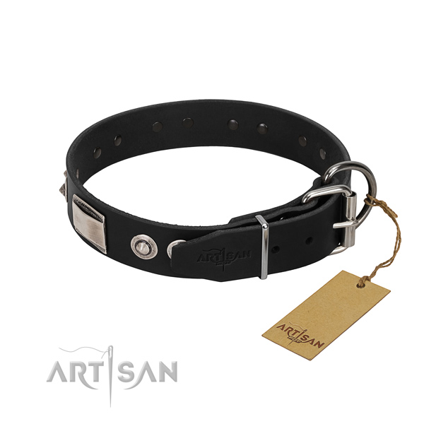 Unusual collar of full grain leather for your dog