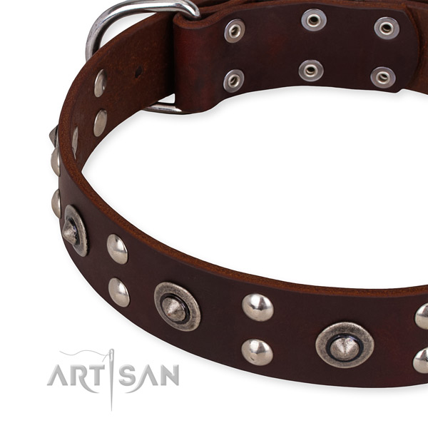 Full grain natural leather collar with corrosion resistant buckle for your lovely pet