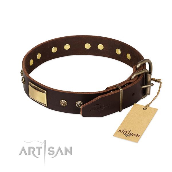 Incredible full grain natural leather collar for your dog