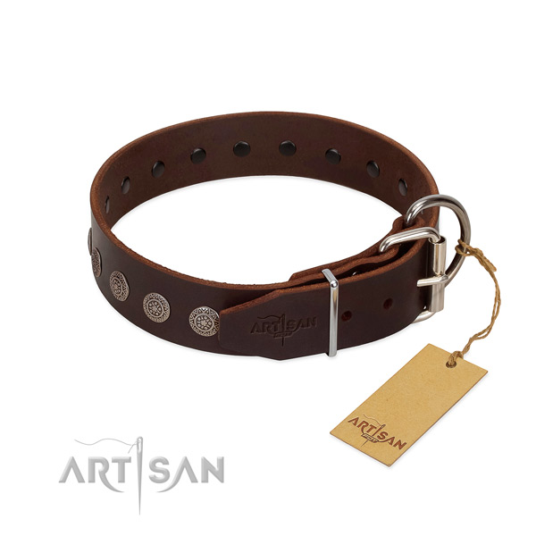 Awesome genuine leather collar for your four-legged friend