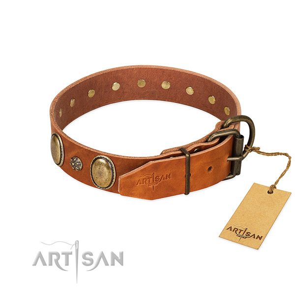 Daily use best quality full grain genuine leather dog collar