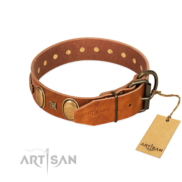 High quality full grain genuine leather collar created for your canine