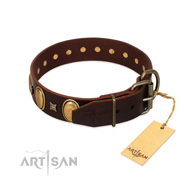 Soft genuine leather collar crafted for your canine