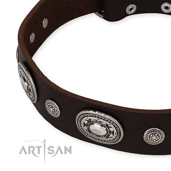 Soft to touch natural genuine leather dog collar crafted for your lovely pet
