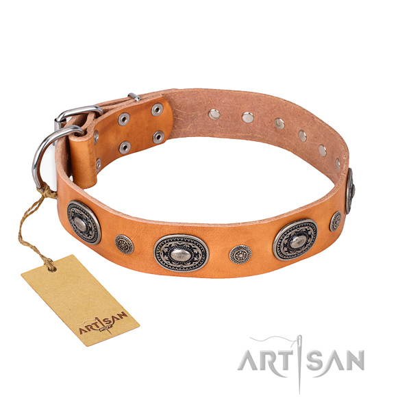 Soft genuine leather collar handmade for your dog