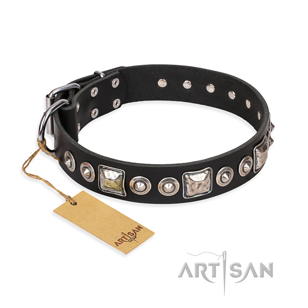 Genuine leather dog collar made of high quality material with strong traditional buckle