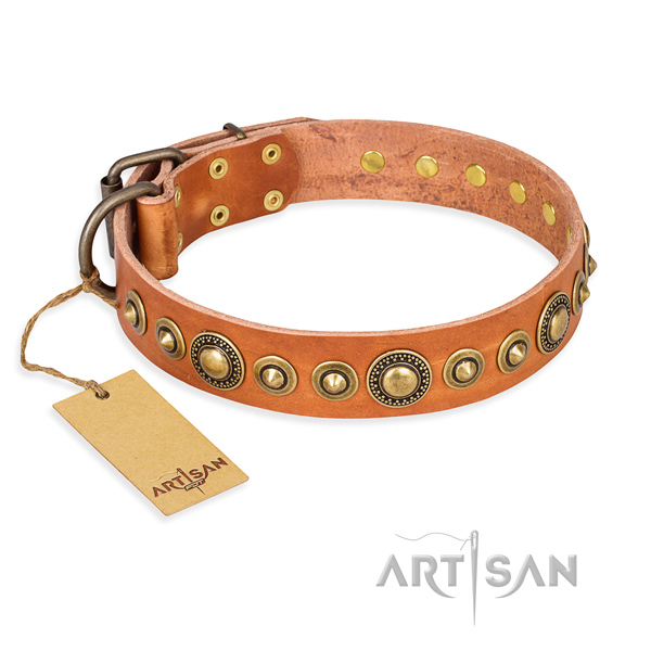 Quality natural genuine leather collar crafted for your canine