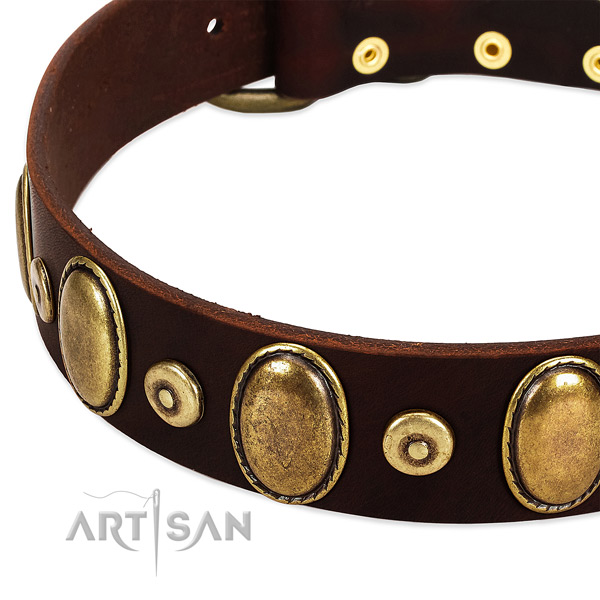 Handmade full grain genuine leather collar for your handsome canine