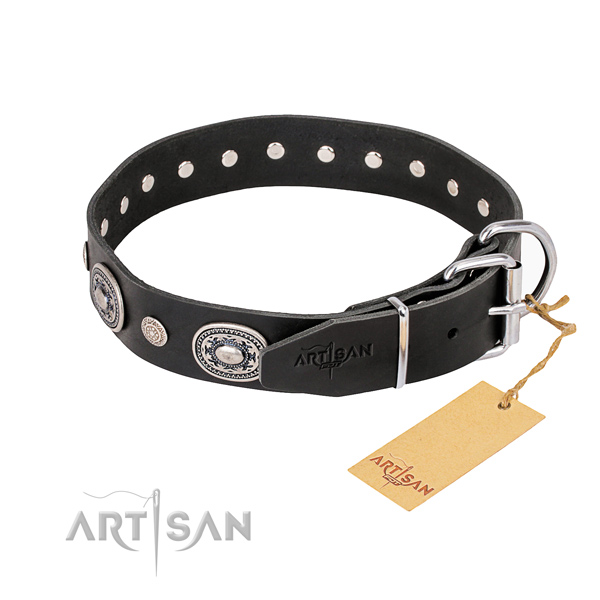 Best quality full grain genuine leather dog collar created for easy wearing