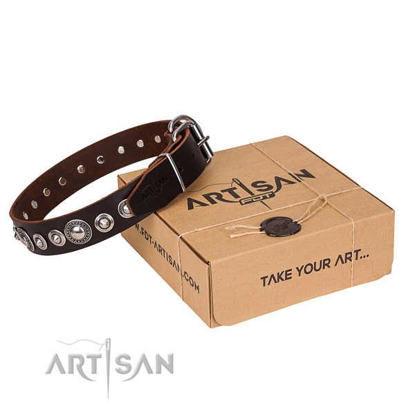 Fine quality natural leather dog collar