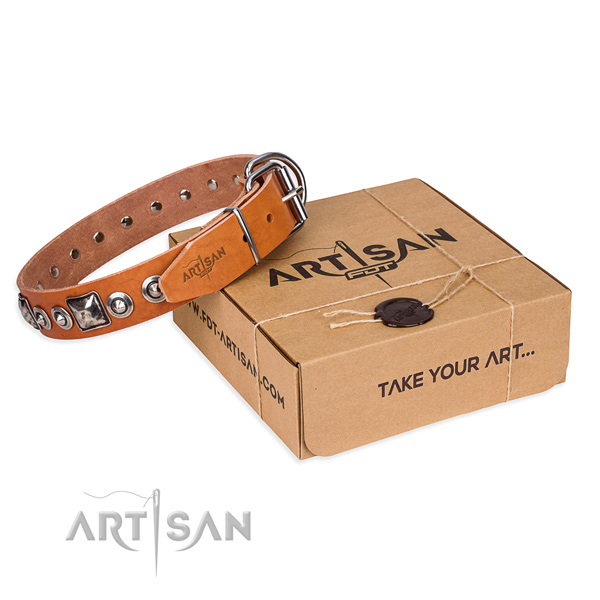 Full grain leather dog collar made of best quality material with reliable buckle