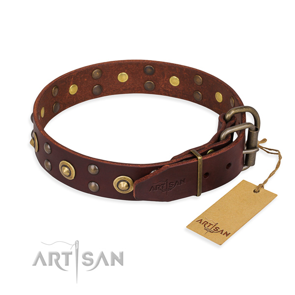 Rust resistant fittings on genuine leather collar for your impressive four-legged friend