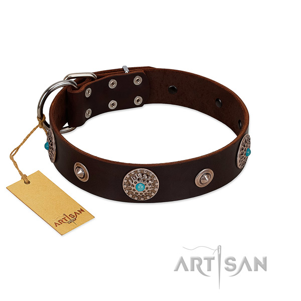 Soft to touch leather dog collar made for your canine