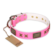 "Tender Pink" FDT Artisan Leather English Pointer Collar with Old Bronze Look Stars and Plates "Tender Pink" FDT Artisan Leather English Pointer Collar with Old Bronze Look Stars and Plates