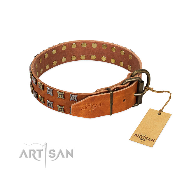 Top notch full grain leather dog collar handcrafted for your doggie
