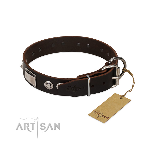 Awesome full grain leather collar with studs for your canine