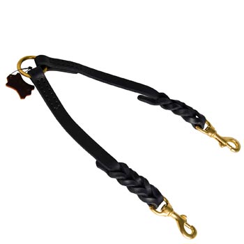 Leather Braided English Pointer Coupler Leash