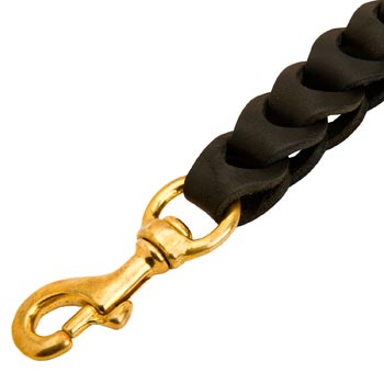 Braided English Pointer Leather Leash with Gold-like Snap Hook